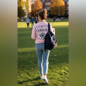 Champion UNC Tar Heels Light Pink Long Sleeve Women’s Tee Size Medium